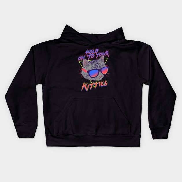 Hold On To Your Kitties Kids Hoodie by Hillary White Rabbit